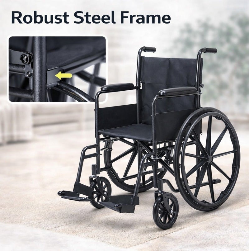 Gilani Mobility High Back Steel Lightweight Manual Wheelchair - Image 2